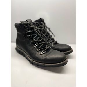 Cole Haan Men's ZeroGrand Leather Lace-Up Hiking Boots Black Men's Size 8M